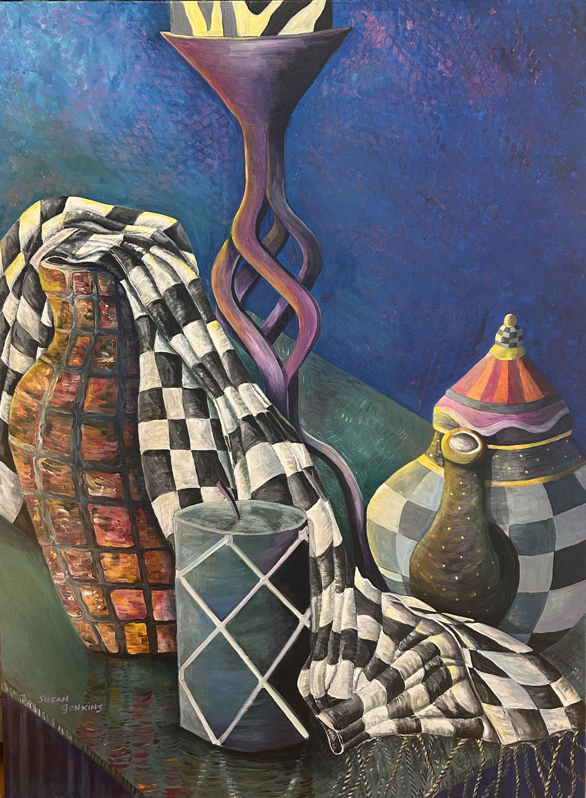 Still Life with plaid Scarf