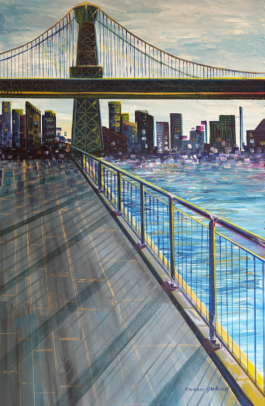 City Sidewalk with Williamsburg Bridge